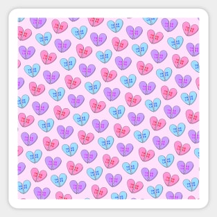 Broken Candy Hearts Pattern Sticker